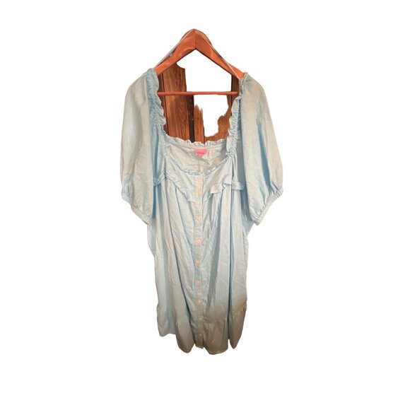 STONEY CLOVER LANE x TARGET BLUE LINEN RUFFLE DRESS SIZE 3X - Picture 3 of 7